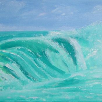 Painting titled "Crete Surf" by Gerry Taylor, Original Artwork, Oil
