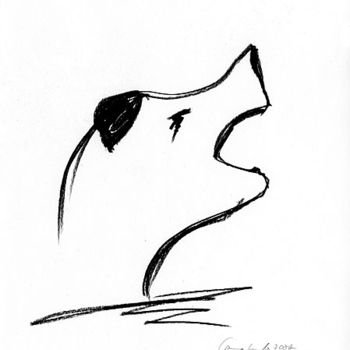 Schilderij getiteld "Hund jault" door Gesa Emde, Origineel Kunstwerk