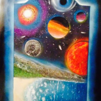 Painting titled "Ventana planetaria" by Juan Magan, Original Artwork, Spray paint