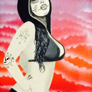 Картина под названием "Tatuaje catrina" - Juan Magan, Подлинное произведение искусства, Акрил