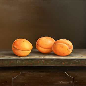 Malarstwo zatytułowany „Still life - aprico…” autorstwa Gevorg Sinanyan, Oryginalna praca, Olej