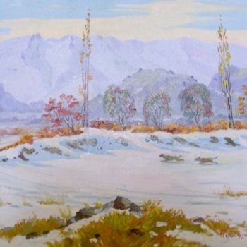 Painting titled "Winter in Getap" by Gevorg Avagyan, Original Artwork