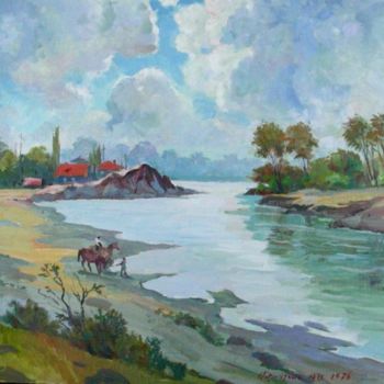 Painting titled "Terek river" by Gevorg Avagyan, Original Artwork