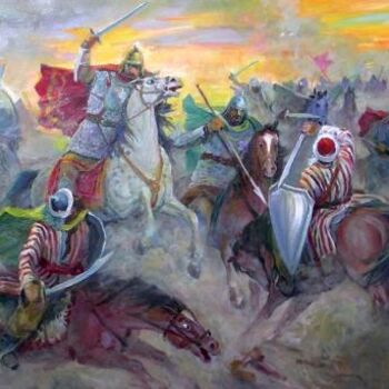 Painting titled "Gor's Battle" by Gevorg Avagyan, Original Artwork