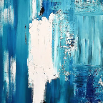 Картина под названием "Sea Blue" - Gezia Rekiz, Подлинное произведение искусства, Акрил Установлен на Деревянная рама для но…