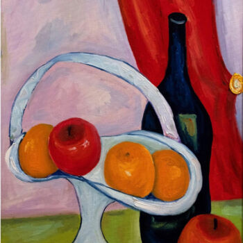 Peinture intitulée "Апельсины и яблоки" par Gf Shakira, Œuvre d'art originale, Huile