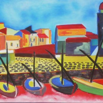 Painting titled "Port Calme" by Gilles Galboud, Original Artwork