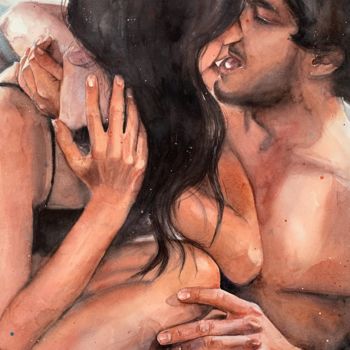 Painting titled "Body heat" by Polina Gerasimenko, Original Artwork, Watercolor