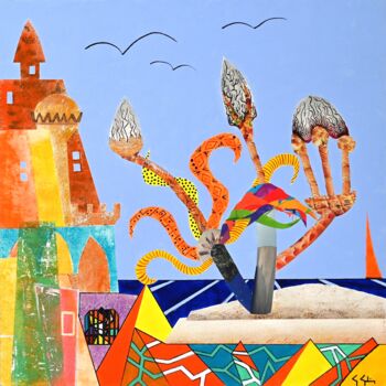 Peinture intitulée "Mangalore-les Bains" par Gérard Gelin, Œuvre d'art originale, Acrylique