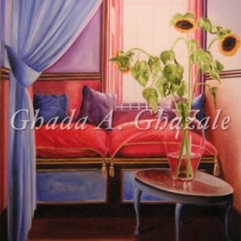 Картина под названием ""Vase de Tournesol"…" - Ghada A. Ghazale, Подлинное произведение искусства, Масло