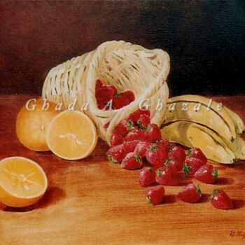 Painting titled ""Panier de Fruits"" by Ghada A. Ghazale, Original Artwork, Oil