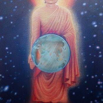 Painting titled "Buddha for Peace" by Ghanshyam Gupta, Original Artwork, Acrylic