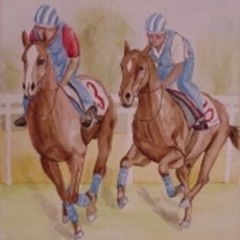 Peinture intitulée "Racing Horses" par Ghassan Rached, Œuvre d'art originale
