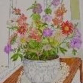 Painting titled "Flower Assortment" by Ghassan Rached, Original Artwork, Oil
