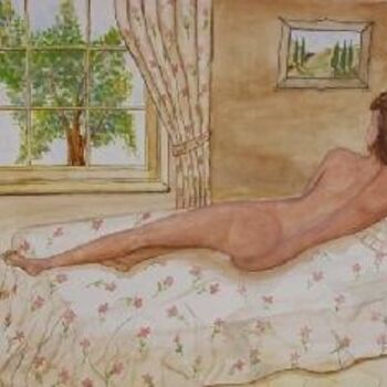 Painting titled "Afternoon Siesta" by Ghassan Rached, Original Artwork