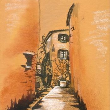 Dibujo titulada "Rue d'Eze 5" por Ghislaine Driutti, Obra de arte original