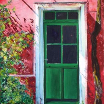 Peinture intitulée "PORTE VERTE" par Ghislaine Driutti, Œuvre d'art originale