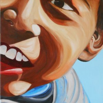 Painting titled "Sourire" by Ghislaine Driutti, Original Artwork, Oil