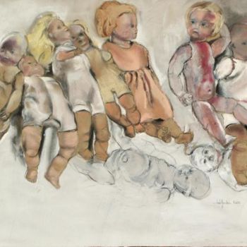 Pintura intitulada "famille nombreuse" por Anneghelf, Obras de arte originais