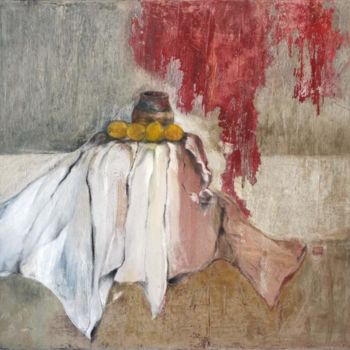 Pintura intitulada "drapé aux citrons" por Anneghelf, Obras de arte originais