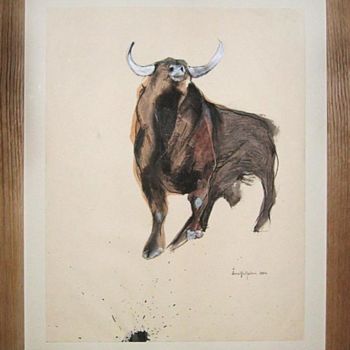Картина под названием "taureau" - Anneghelf, Подлинное произведение искусства