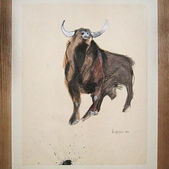 Peinture intitulée "taureau" par Anneghelf, Œuvre d'art originale