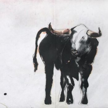 Schilderij getiteld "taureau" door Anneghelf, Origineel Kunstwerk