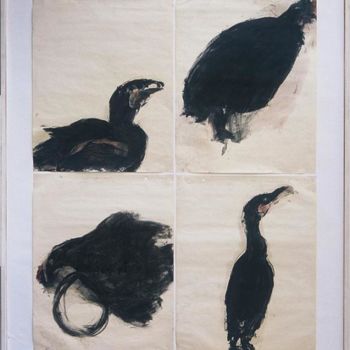 Картина под названием "oiseaux" - Anneghelf, Подлинное произведение искусства