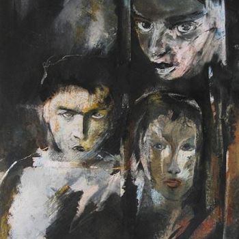 Schilderij getiteld "visages" door Anneghelf, Origineel Kunstwerk
