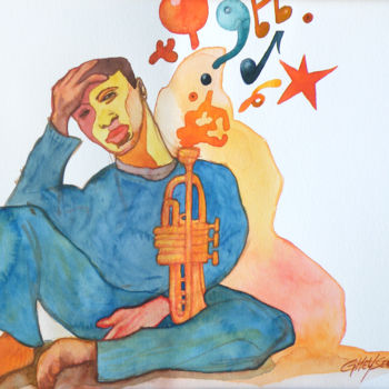 Pittura intitolato "Intensité Jazz 02" da Patrick Gheysen, Opera d'arte originale, Olio