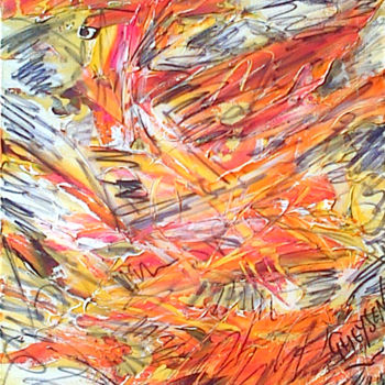 Peinture intitulée "La danse du feu" par Patrick Gheysen, Œuvre d'art originale, Huile