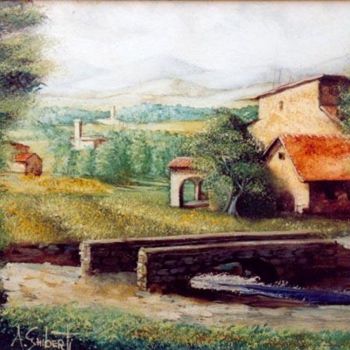 Pittura intitolato "paesaggio toscano" da Andrea Mazzuoli, Opera d'arte originale, Altro