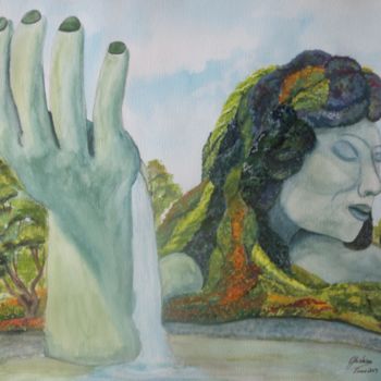 Painting titled "Madre Tierra -" by Ghislaine, Original Artwork, Watercolor