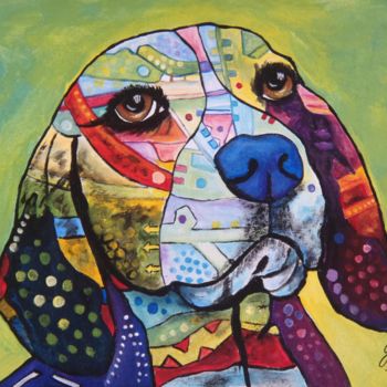 Painting titled "beagle" by Ghislaine, Original Artwork, Acrylic