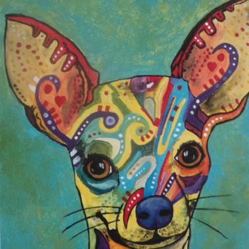 Painting titled "Chihuahua" by Ghislaine, Original Artwork, Acrylic