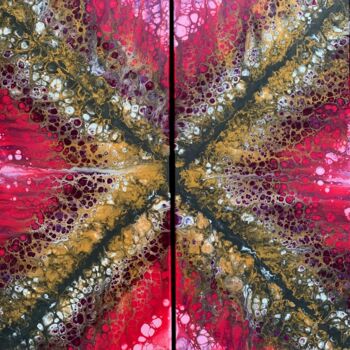 Painting titled "Point x - Scission" by Ghislaine Chapuis, Original Artwork, Acrylic Mounted on Wood Stretcher frame