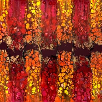 Painting titled "Batik" by Ghislaine Chapuis, Original Artwork, Acrylic Mounted on Wood Stretcher frame