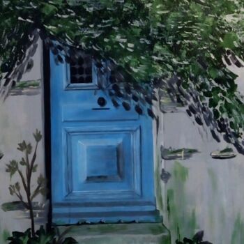 Painting titled "la-porte-bleue-art-…" by Ghislaine Chedebois (Gimar), Original Artwork, Acrylic