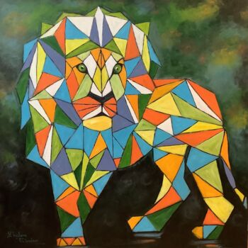 Malerei mit dem Titel "En forme de lion" von Ghislaine Falardeau, Original-Kunstwerk, Acryl
