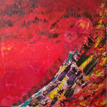 Painting titled "Rouge tendance" by Ghislaine Laredina, Original Artwork