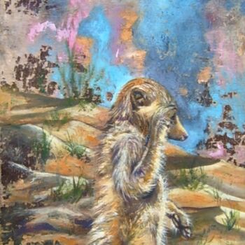 Peinture intitulée "Souci de suricate" par Ghislaine Letourneur, Œuvre d'art originale, Huile