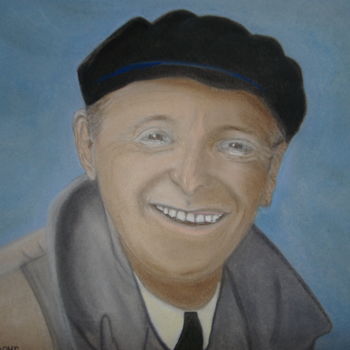 Malerei mit dem Titel "bourvil" von Ghislaine Limbour, Original-Kunstwerk, Pastell