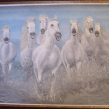 Painting titled "camargais" by Ghislaine Limbour, Original Artwork