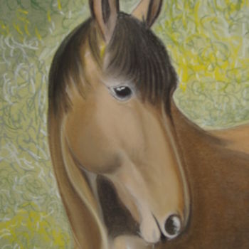 Pintura titulada "alezan profil" por Ghislaine Limbour, Obra de arte original, Pastel