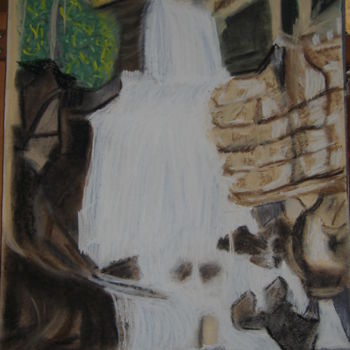 Painting titled "cascade" by Ghislaine Limbour, Original Artwork, Pastel