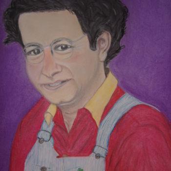 Painting titled "coluche" by Ghislaine Limbour, Original Artwork, Pastel