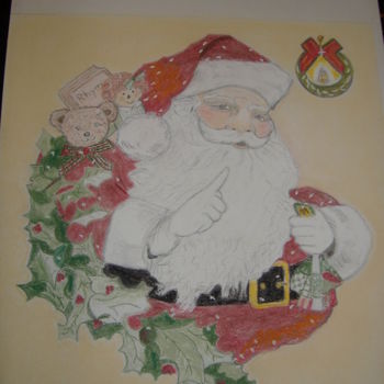 Peinture intitulée "père Noël" par Ghislaine Limbour, Œuvre d'art originale, Pastel