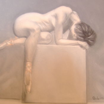 Painting titled "ballerine posée sur…" by Ghislaine Limbour, Original Artwork, Pastel