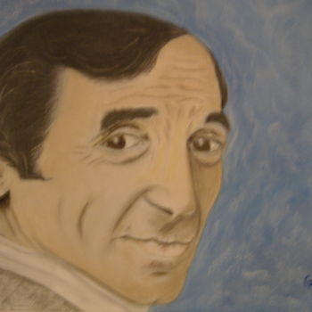 Schilderij getiteld "Charles Aznavour ho…" door Ghislaine Limbour, Origineel Kunstwerk, Pastel
