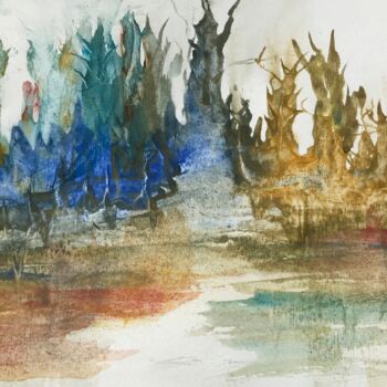 Pintura titulada "Forêt d'été" por Ghislaine Rimmen-Mohl, Obra de arte original, Acuarela